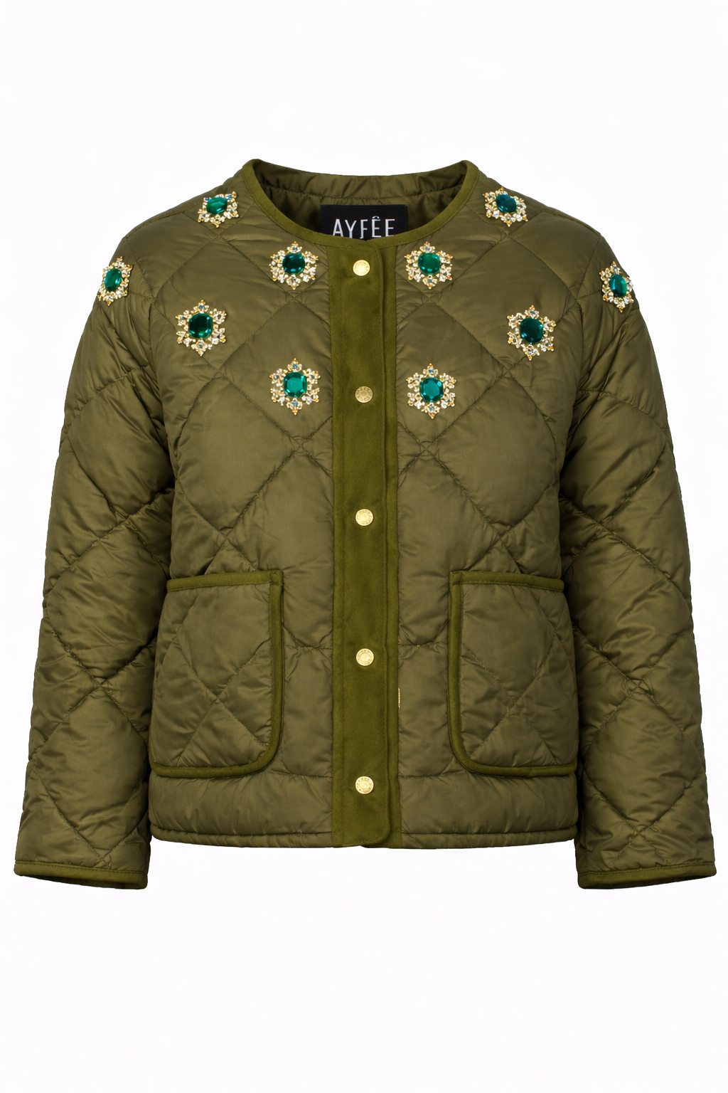 GIACCA CORTA GEMSTONES FAKE SUEDE DETAIL,4 TG,100%PL,MADE IN PRC  - MILITARY GREEN