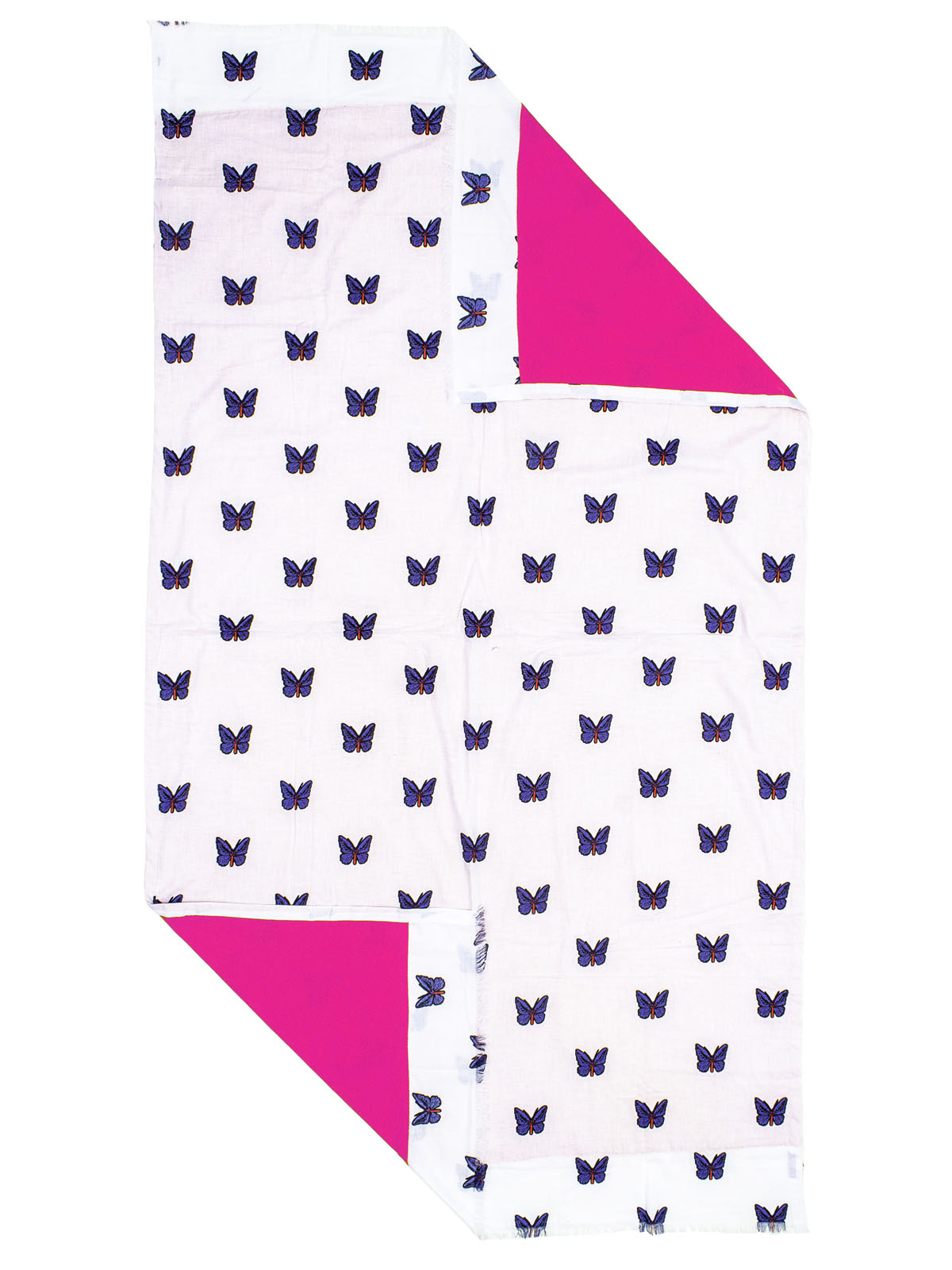TELO MARE STAMPA FARFALLE  50% CO + 50% POLY MADE IN INDIA - WHITE