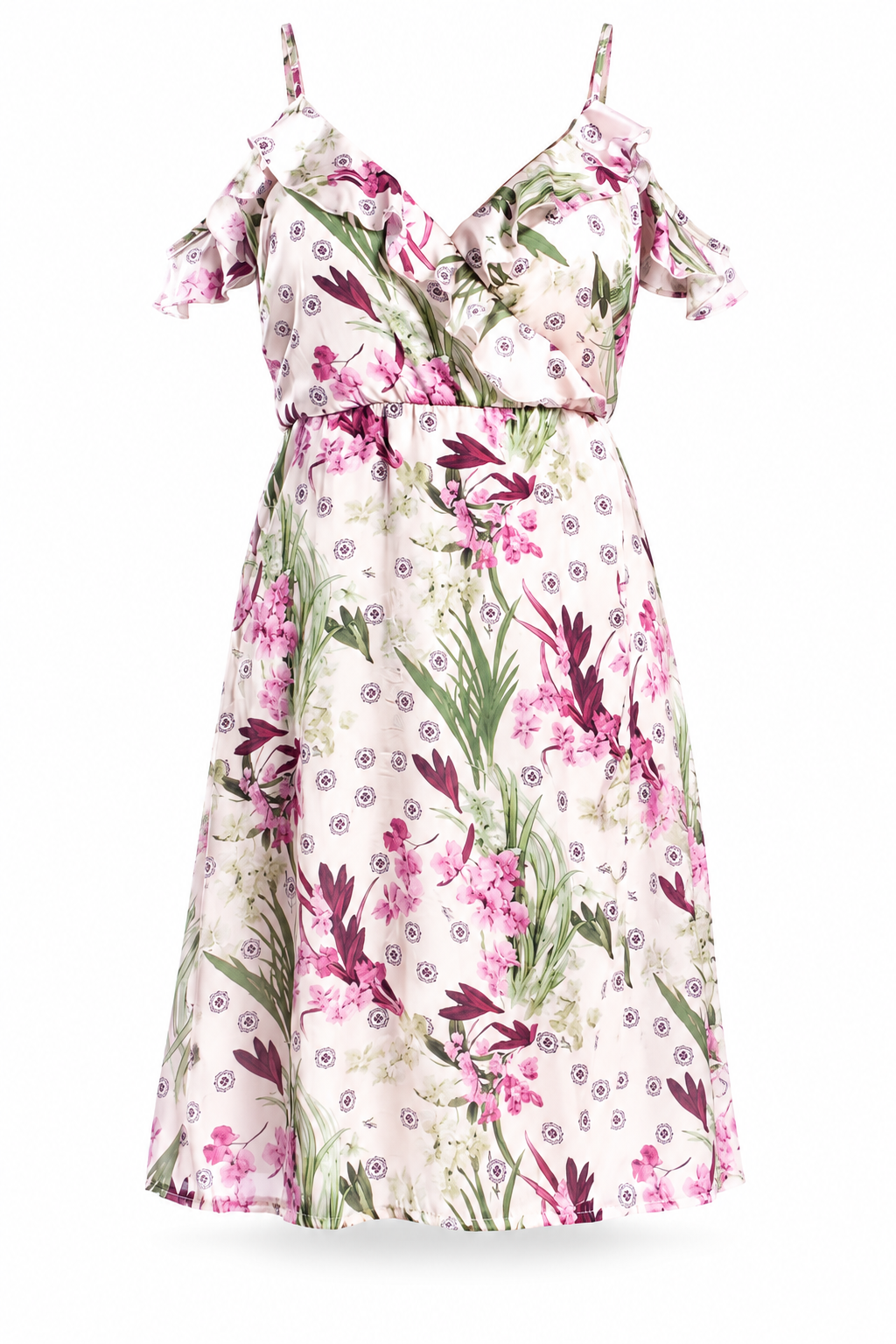 ABITO STAMPA FIORI CON SCOLLO A V