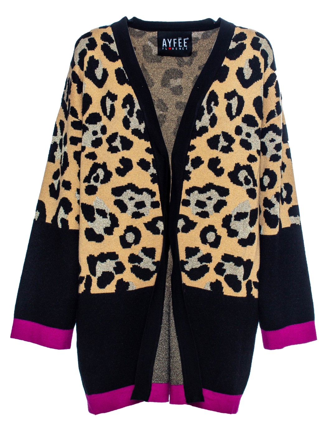 CARDIGAN MAGLIERIA ANIMALIER 2 TG (S/M+L/XL) 50%VI 28%PL 22%NY MADE IN PRC