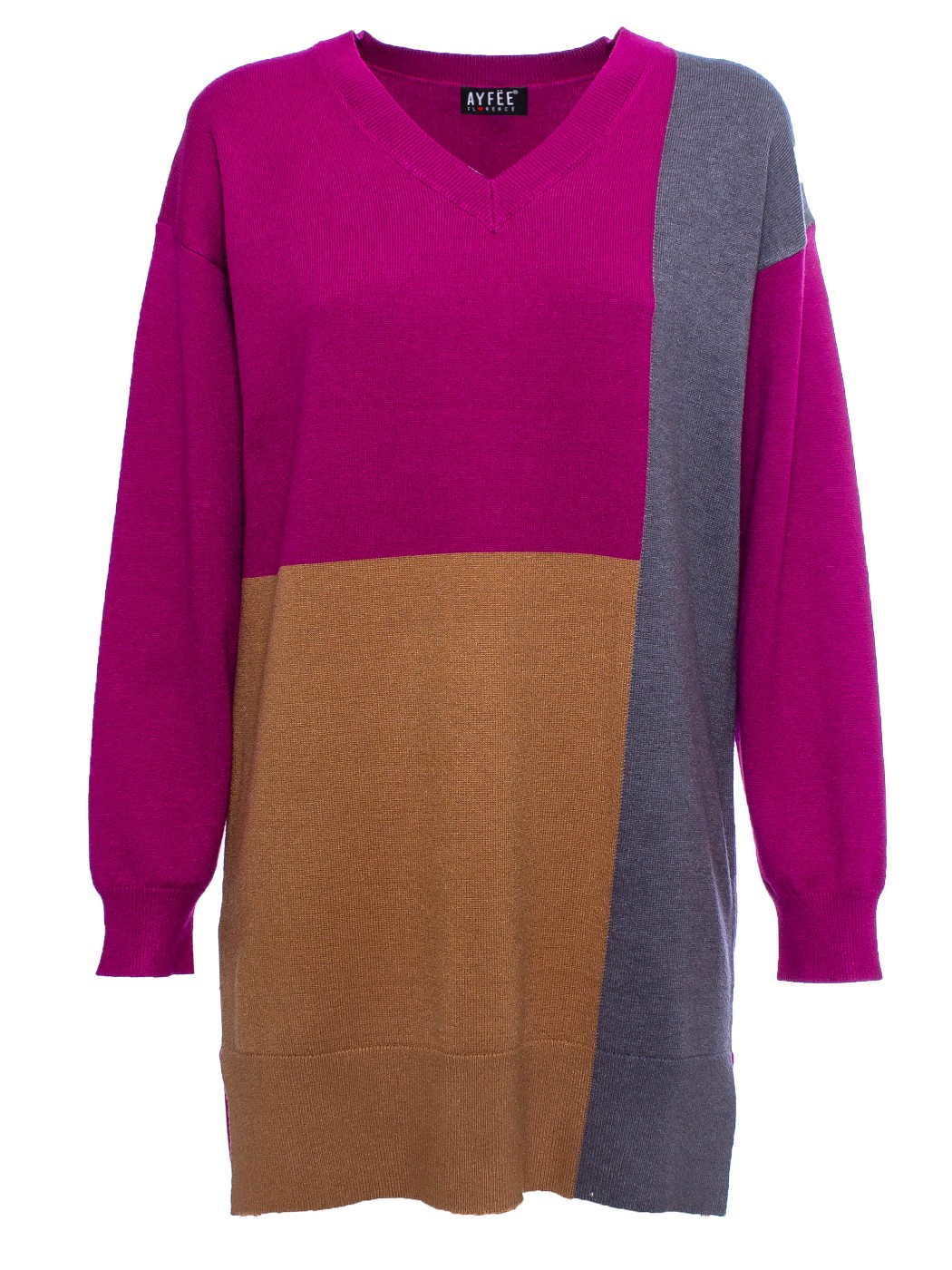 MAGLIA ASIMMETRICA BLOCKING COLOR, 2 TG (S/M+L/XL), 50%VI 28%PL 22%NY MADE PRC