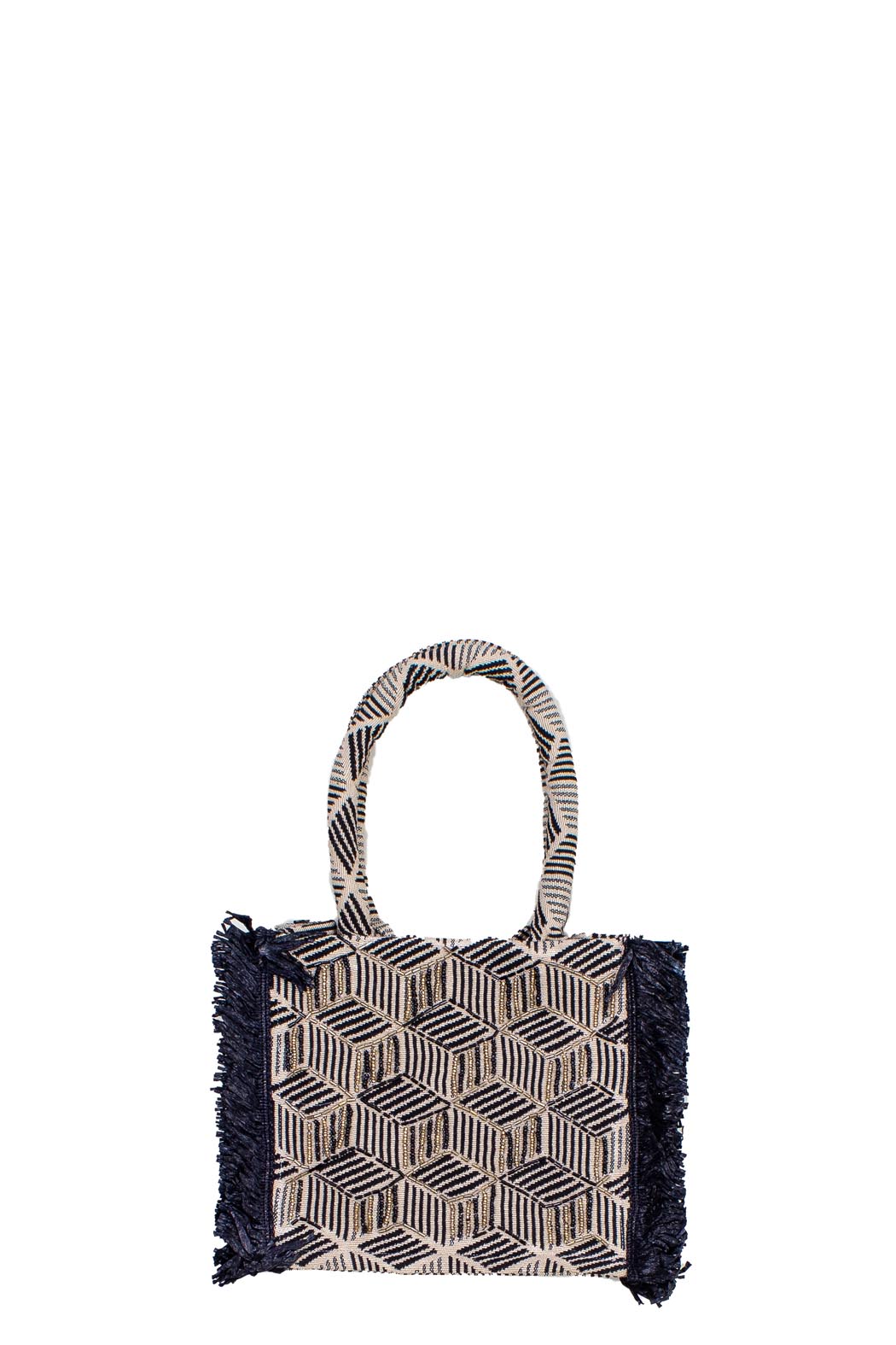 MINI BAG BLACK & WHITE JACQUARD + RICAMI 100%CO MADE IN INDIA                   