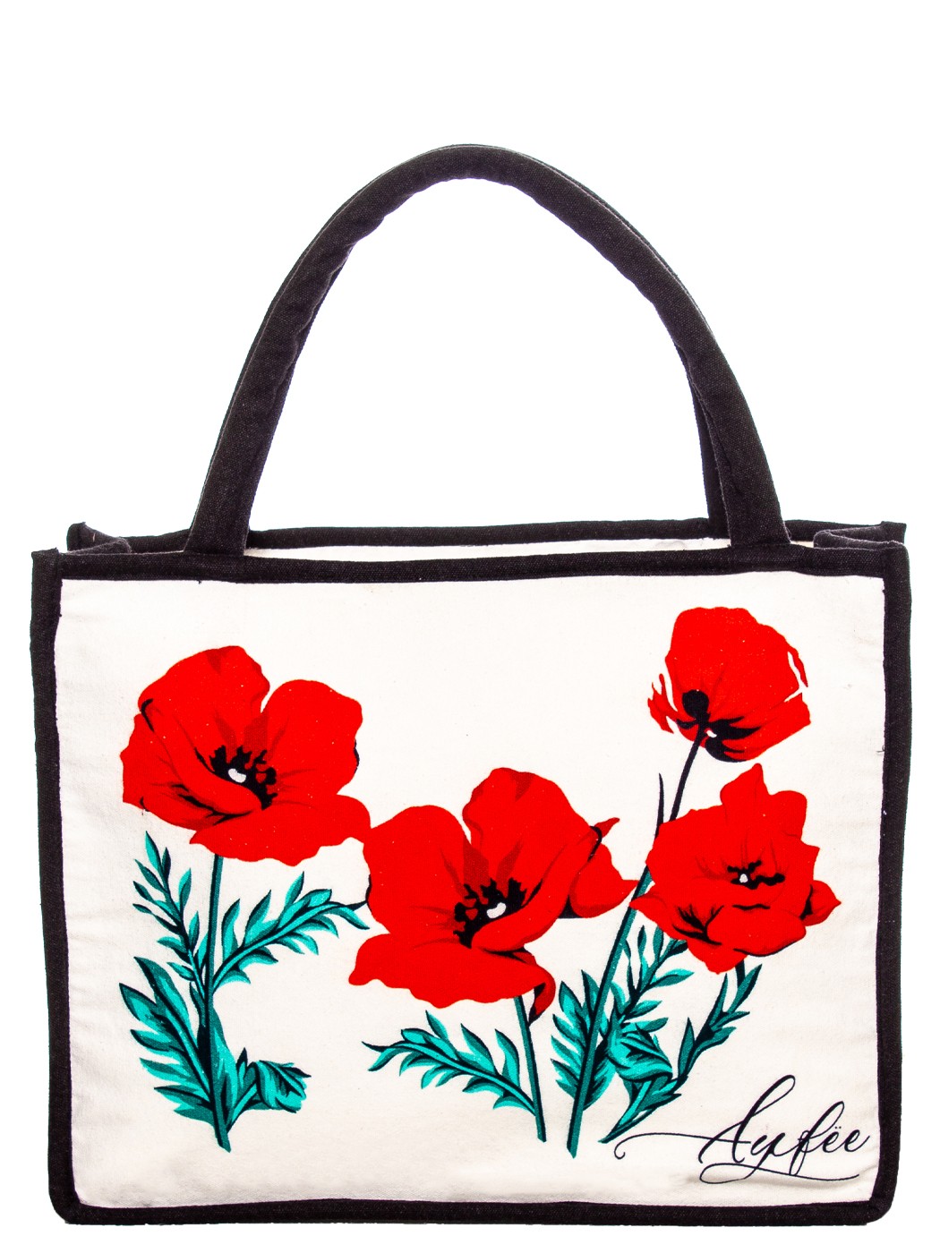 SHOPPING STAMPA RED TULIPS+ RICAMI 100% COTONE MADE IN INDIA