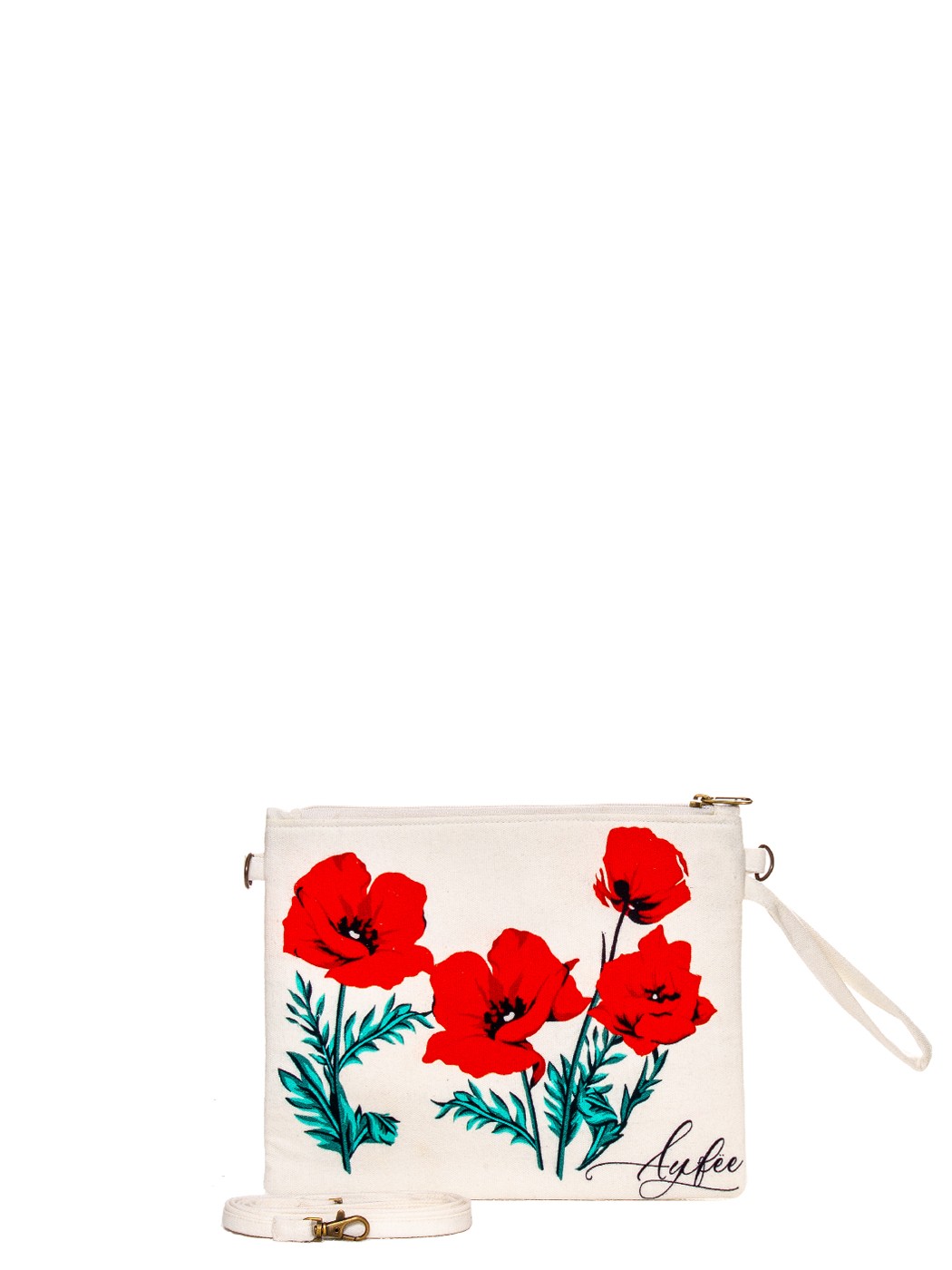 POCHETTE STAMPA RED TULIPS+ RICAMI 100% COTONE MADE IN INDIA