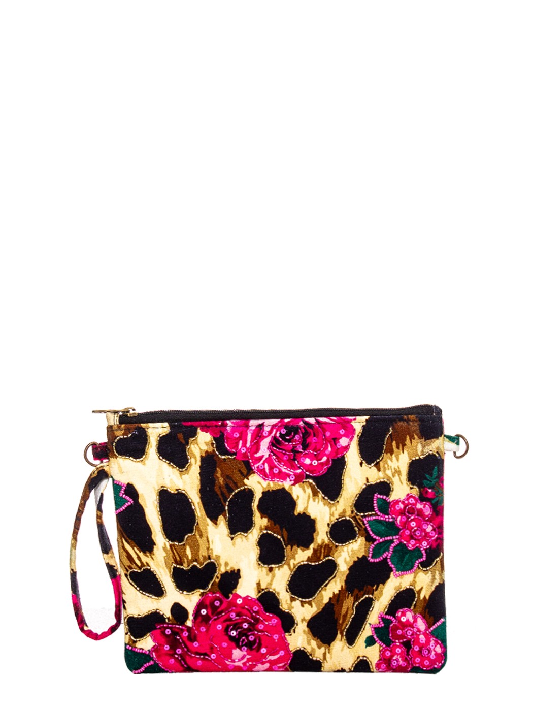 POCHETTE STAMPA ANIMALIER AND ROSES+ RICAMI 100% COTONE MADE IN INDIA