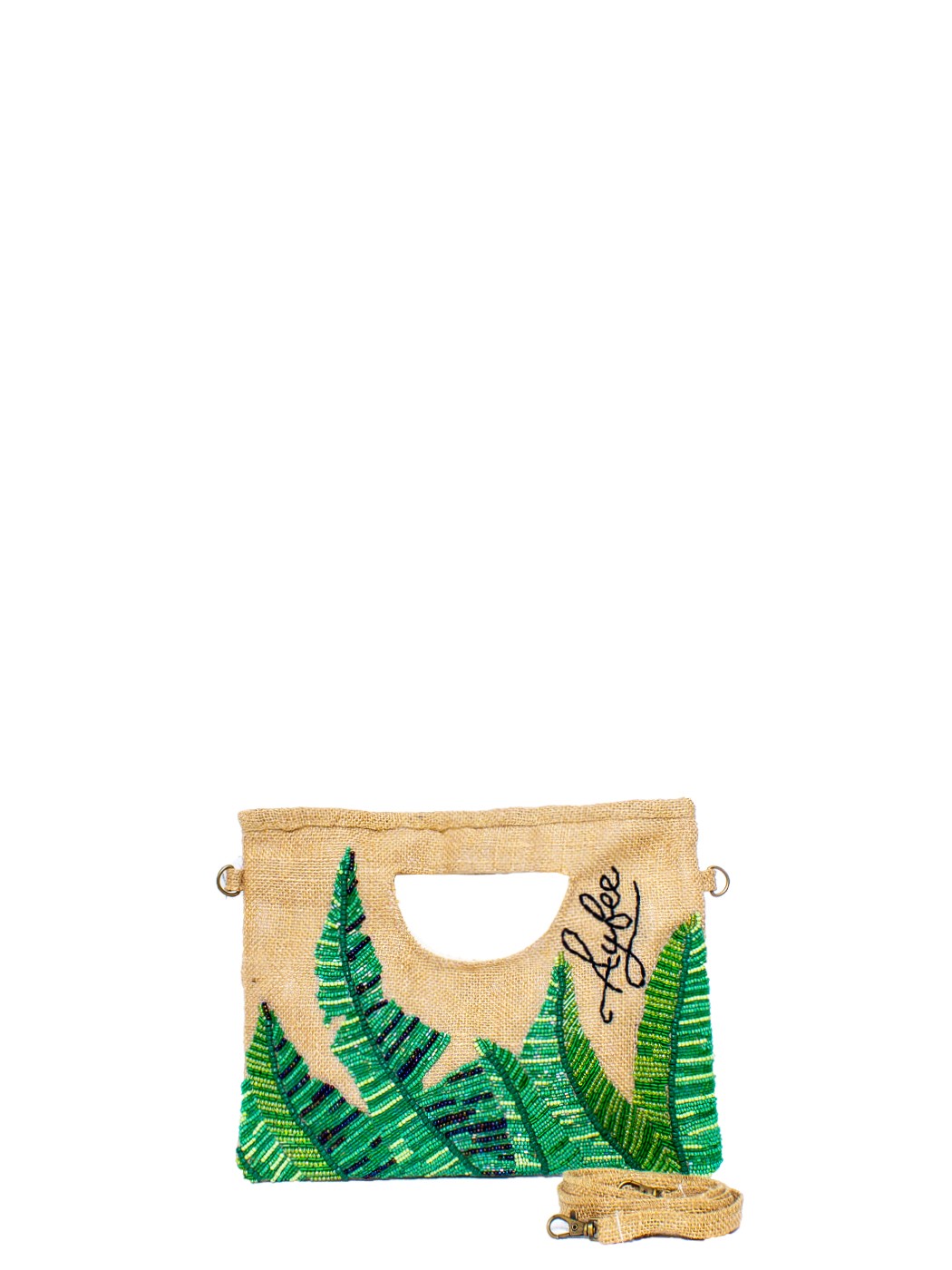 POCHETTE JUTA JUNGLE EMBROIDERY + LOGO 100% COTONE MADE IN INDIA