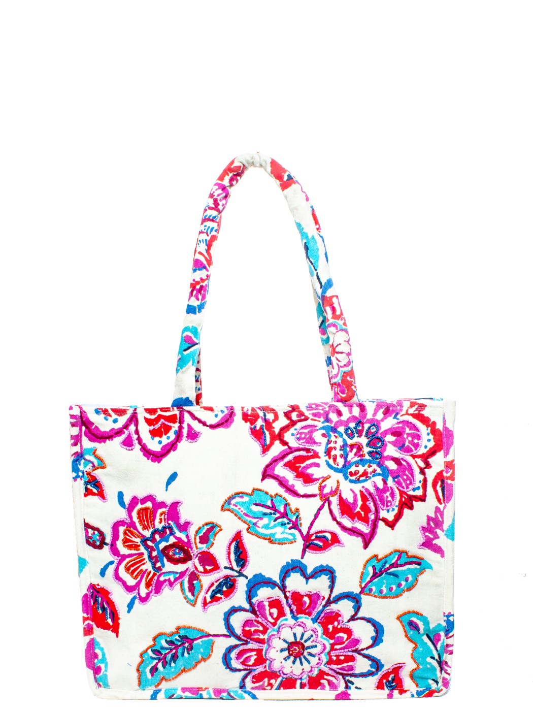 SHOPPING MULTICOLOR FLOWERS+ RICAMI 100% COTONE MADE IN INDIA 