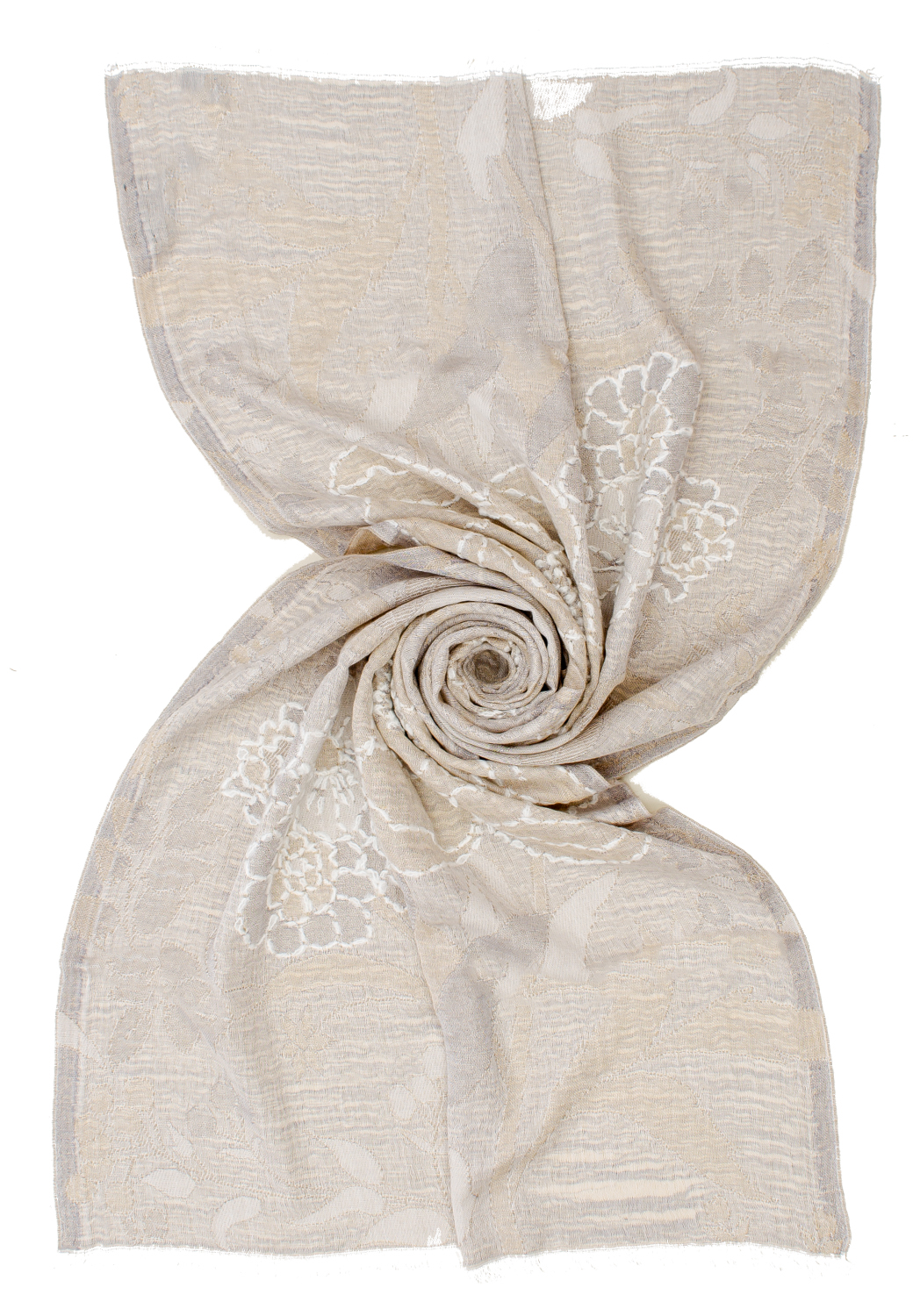 STOLA JACQUARD + EMBROIDERY BLACK TONE 100% WO CM 70X180 M.IN INDIA