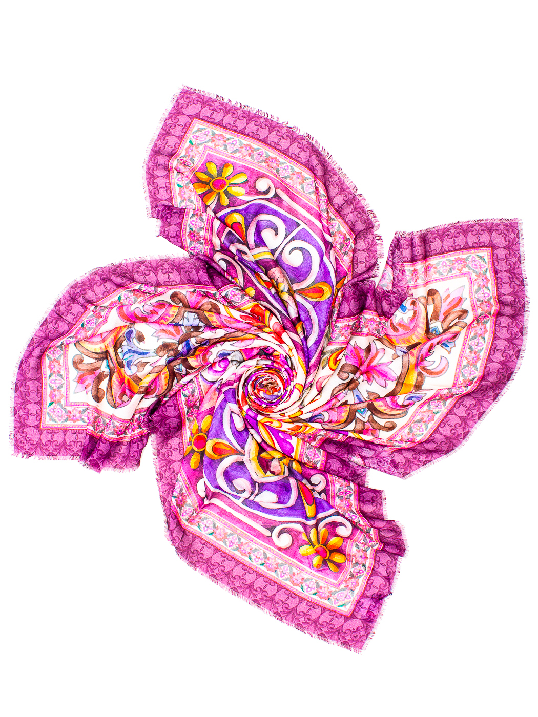 MAXISQUARE STAMPA MULTICOLOR MAJOLIC CM 140X140, 80%MD 20%SILK MADE IN INDIA