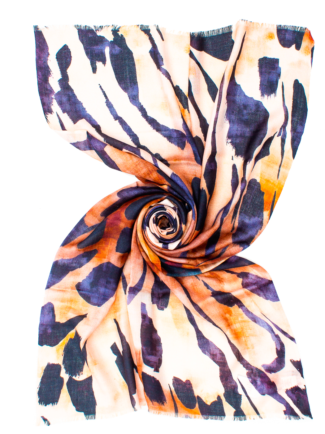 STOLA STAMPA REVISED ANIMALIER CM 70X180, 92%WOOL 8% SILK MADE IN INDIA   