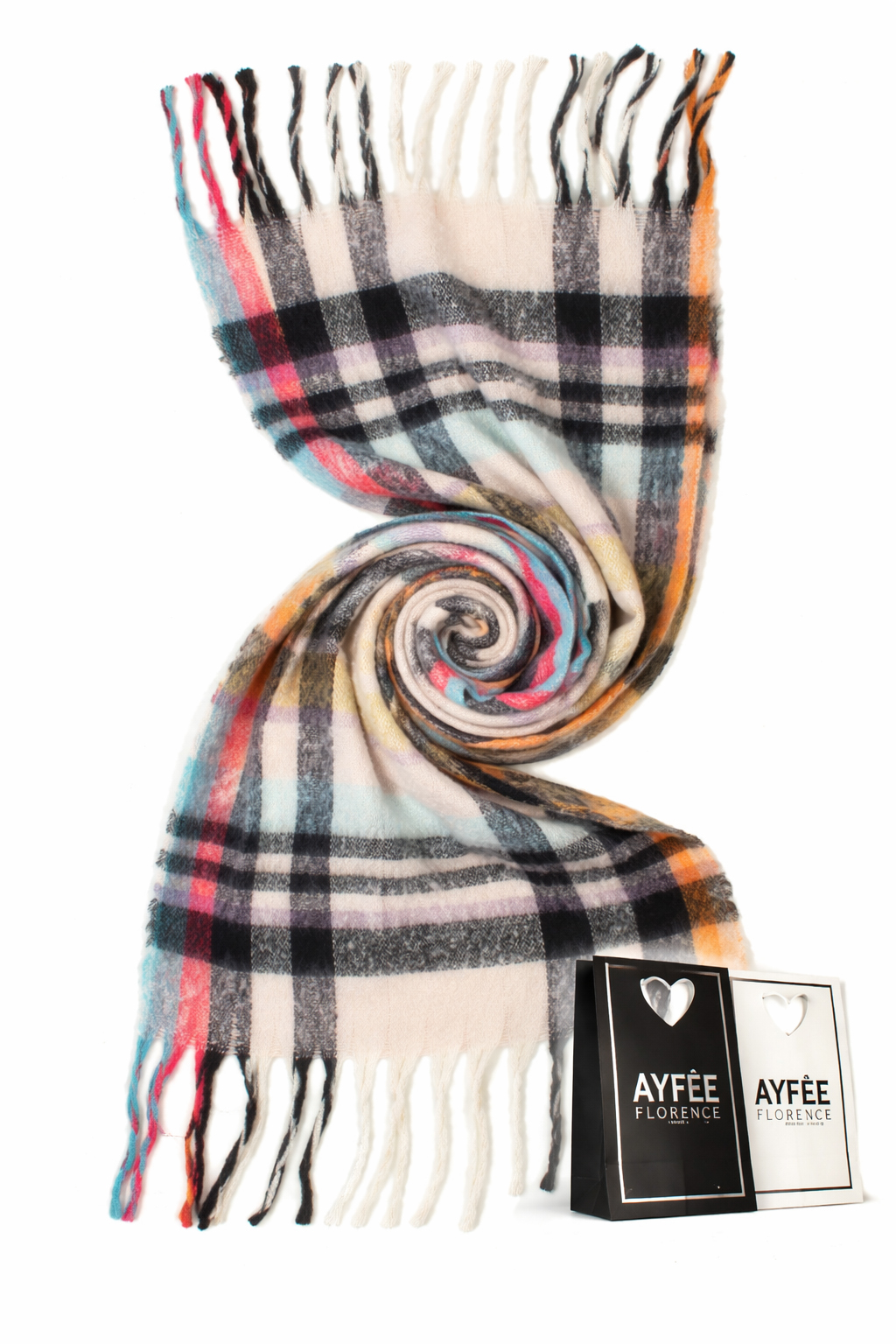 STOLA JACQUARD SCOZZESE MULTICOLOR 100% VISCOSE MADE IN PRC   