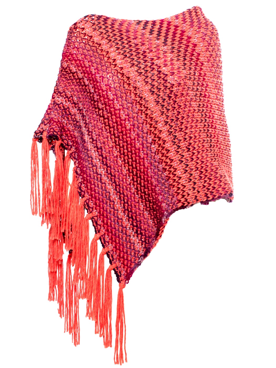 PONCHO FANTASIA CON FRANGE - PEACH