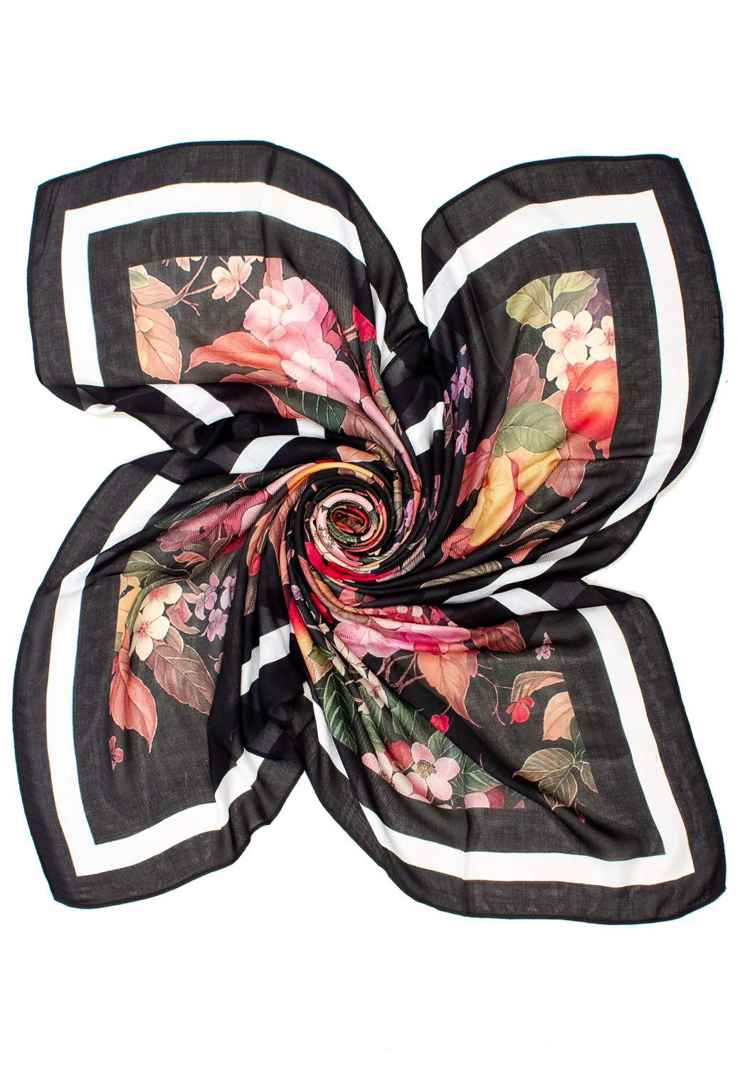 MAXISQUARE STAMPA FRUITS AND FLOWER, 100%MODAL, 140X140, MADE IN PRC            