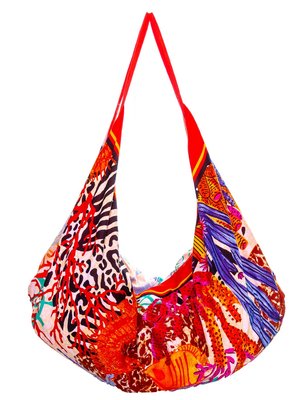 BORSA BANANA STAMPA CORALS, ANIMALIER AND STRIPES, 100% CO, MADE IN INDIA