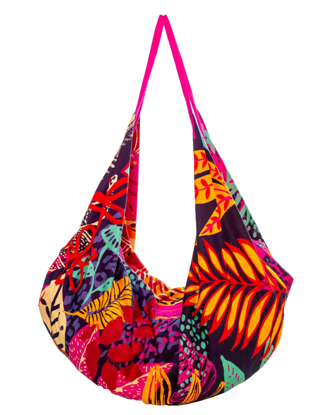 BORSA BANANA STAMPA TROPICAL MULTICOLOR,100% CO, MADE IN INDIA
