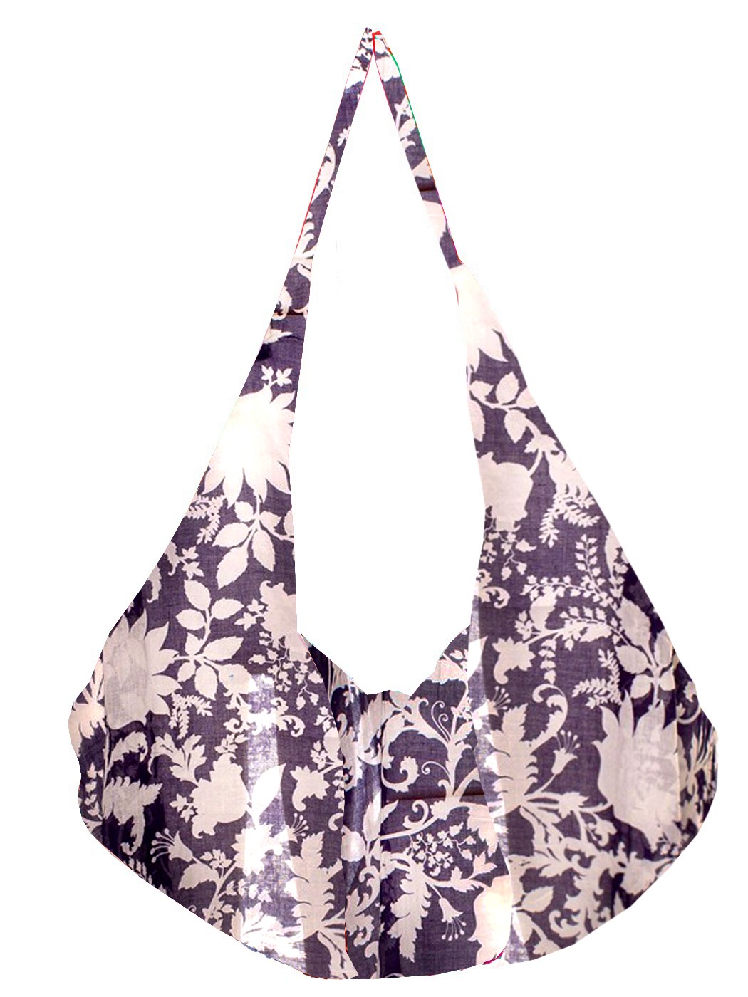 BORSA BANANA STAMPA BLU FLOWER 100% CO, MADE IN INDIA