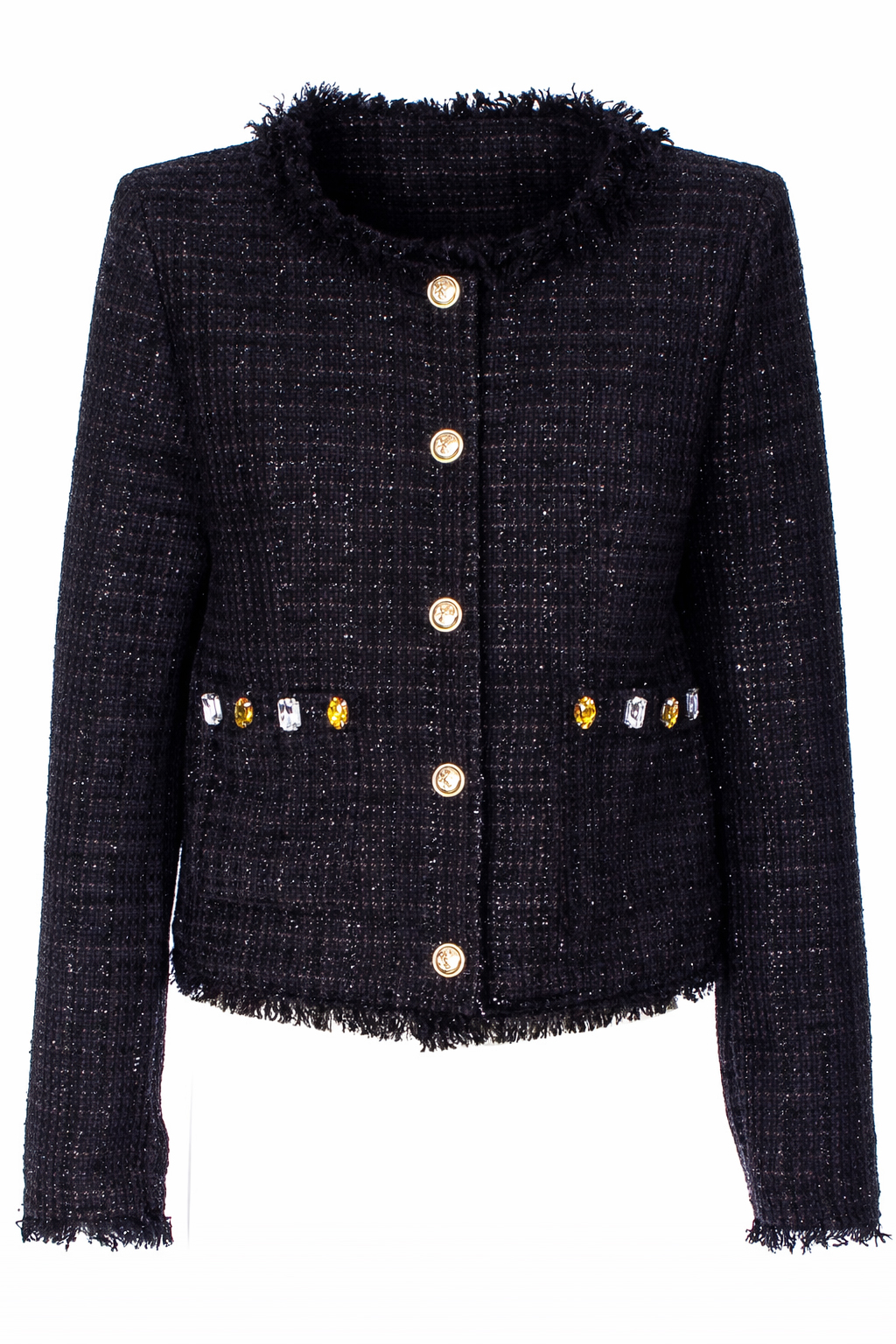 GIACCA CORTA TWEED CON CASTONI, 4 TG,90%PL 10%VI,MADE IN PRC           