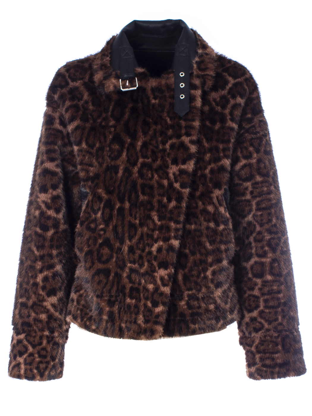 GIACCA FAKE FUR ANIMALIER REVERSIBILE, 4 TG,90%PL 10%VI,MADE IN PRC