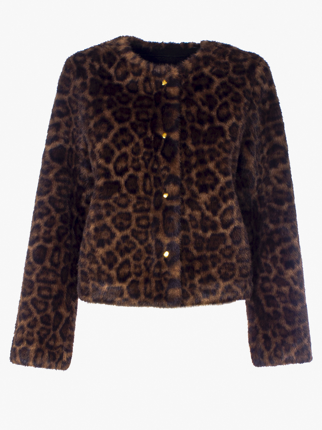GIACCA CORTA FAKE FUR ANIMALIER REVERSIBILE,4 TG,90%PL 10%VI,MADE IN PRC       
