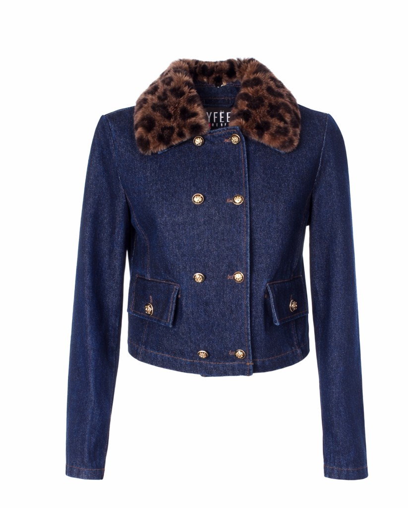 GIACCA CORTA DENIM COLLO FAKE FUR,4 TG,100%PL,MADE IN PRC       