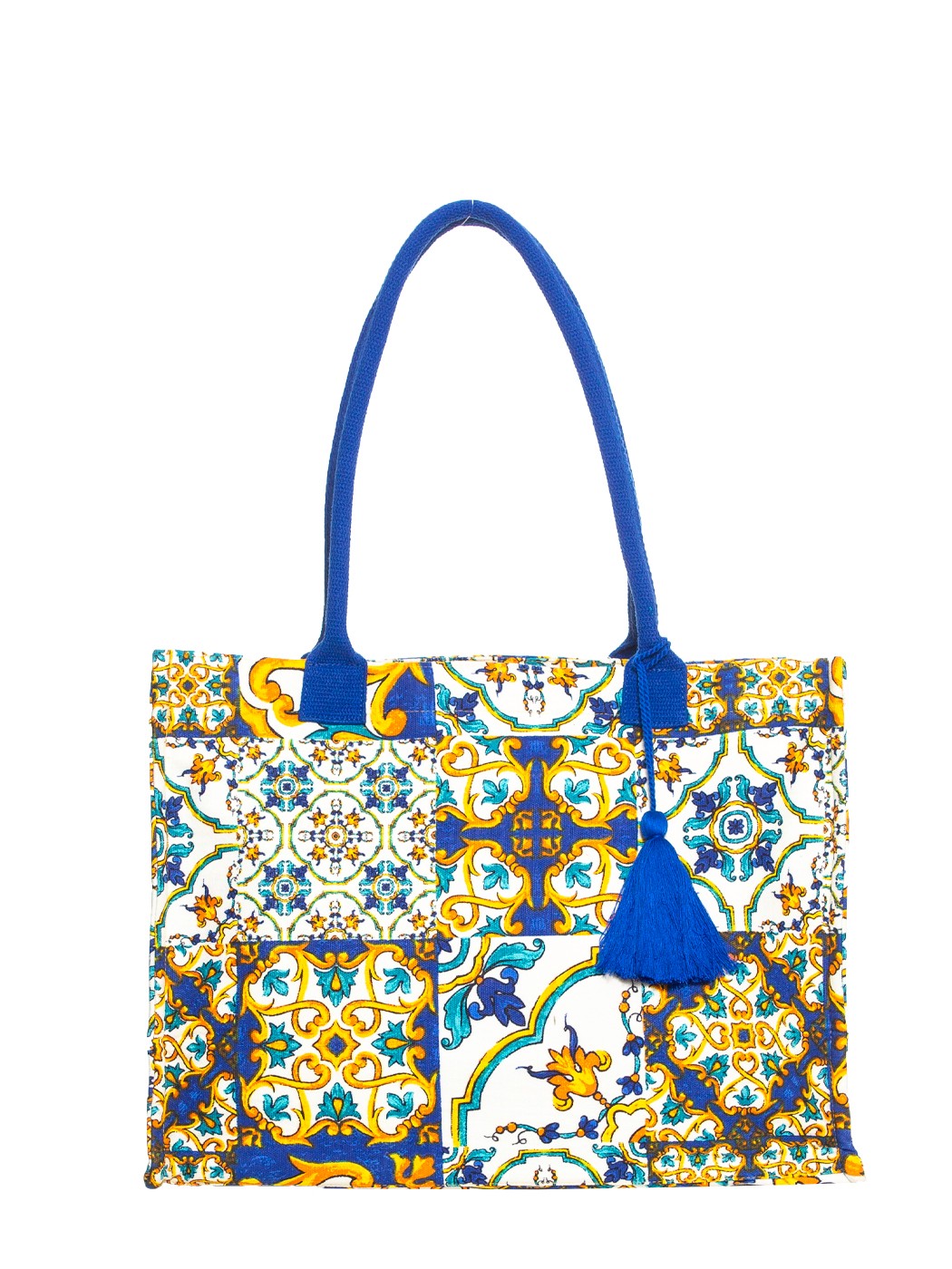 SHOPPING BLUE MAIOLICA, 100% COTTON, M.INDIA