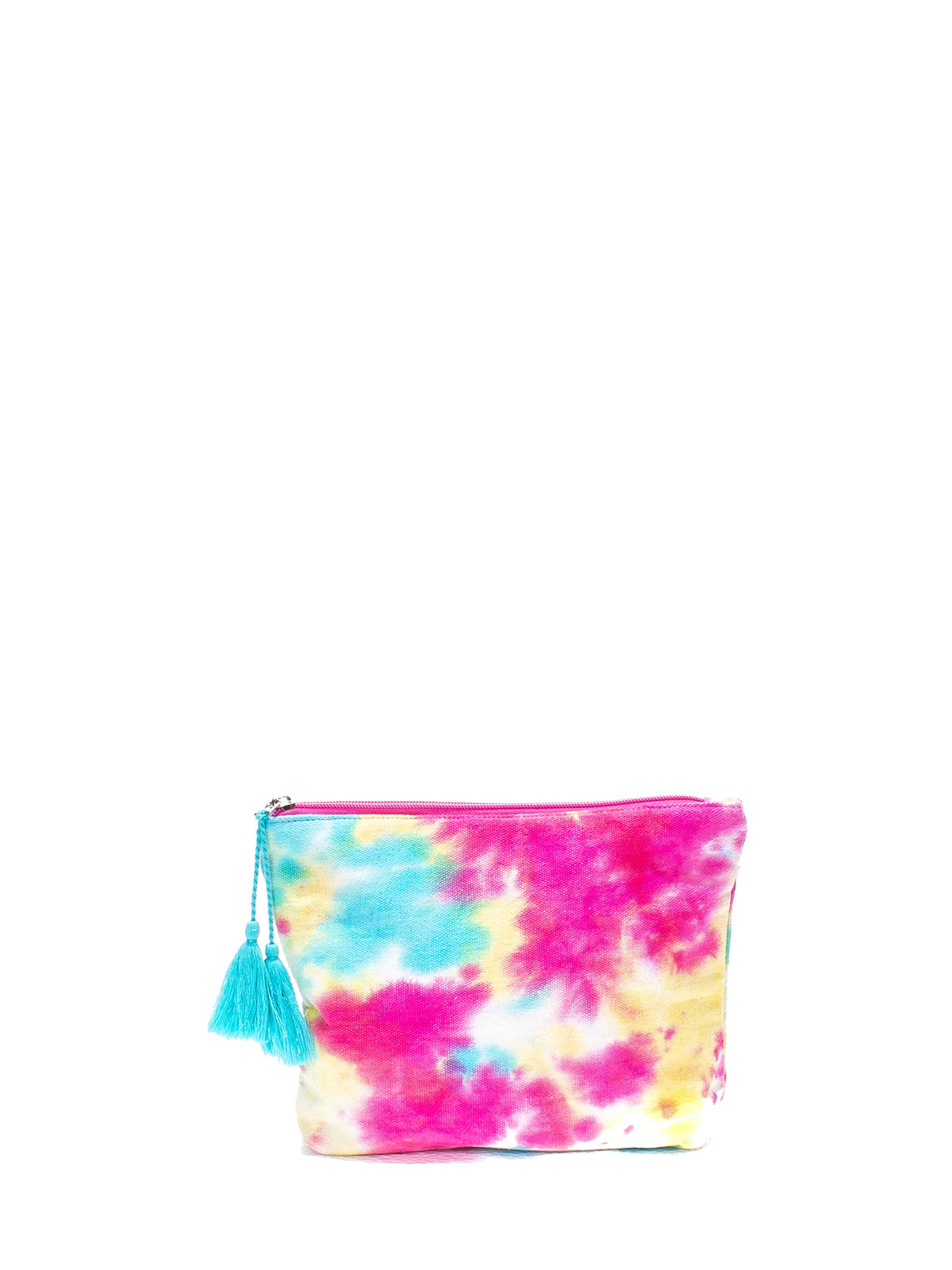 POCHETTE TESSUTO STAMPA TIE DYE  E TASSEL , 50% CO 50% POLY, MADE IN INDIA