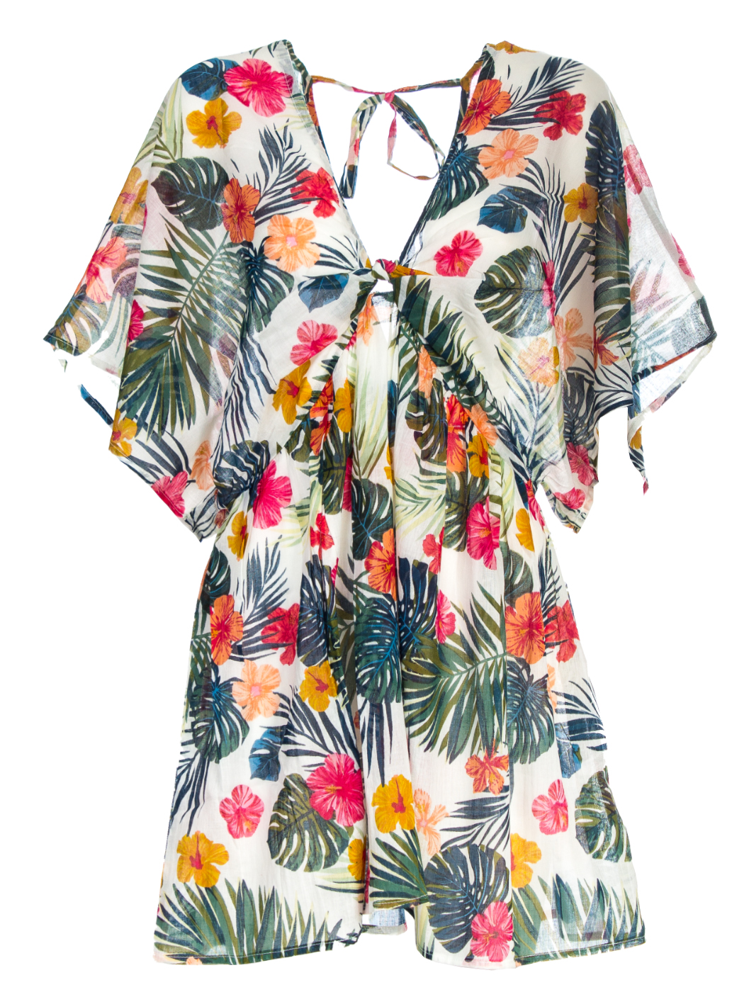 SHORT DRESS WITH BOW PALMS AND FLOWERS,2 TG