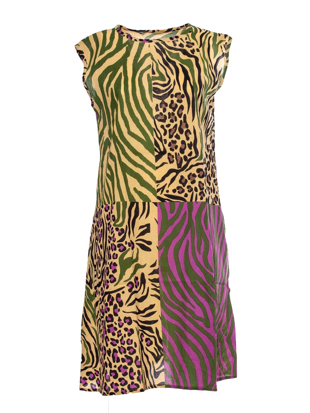 ABITO CORTO MEZZA MANICA MIXED ANIMALIER 2 TG 100%CO MADE IN INDIA