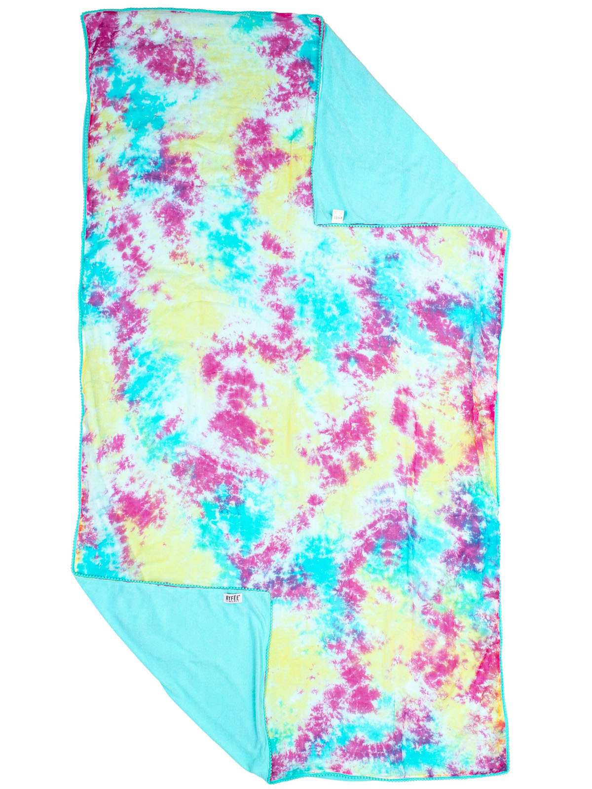 BEACH TOWEL STAMPA TIE DYE PASSAMANERIA PONPON,100X180,50% CO 50% POLY, M.INDIA