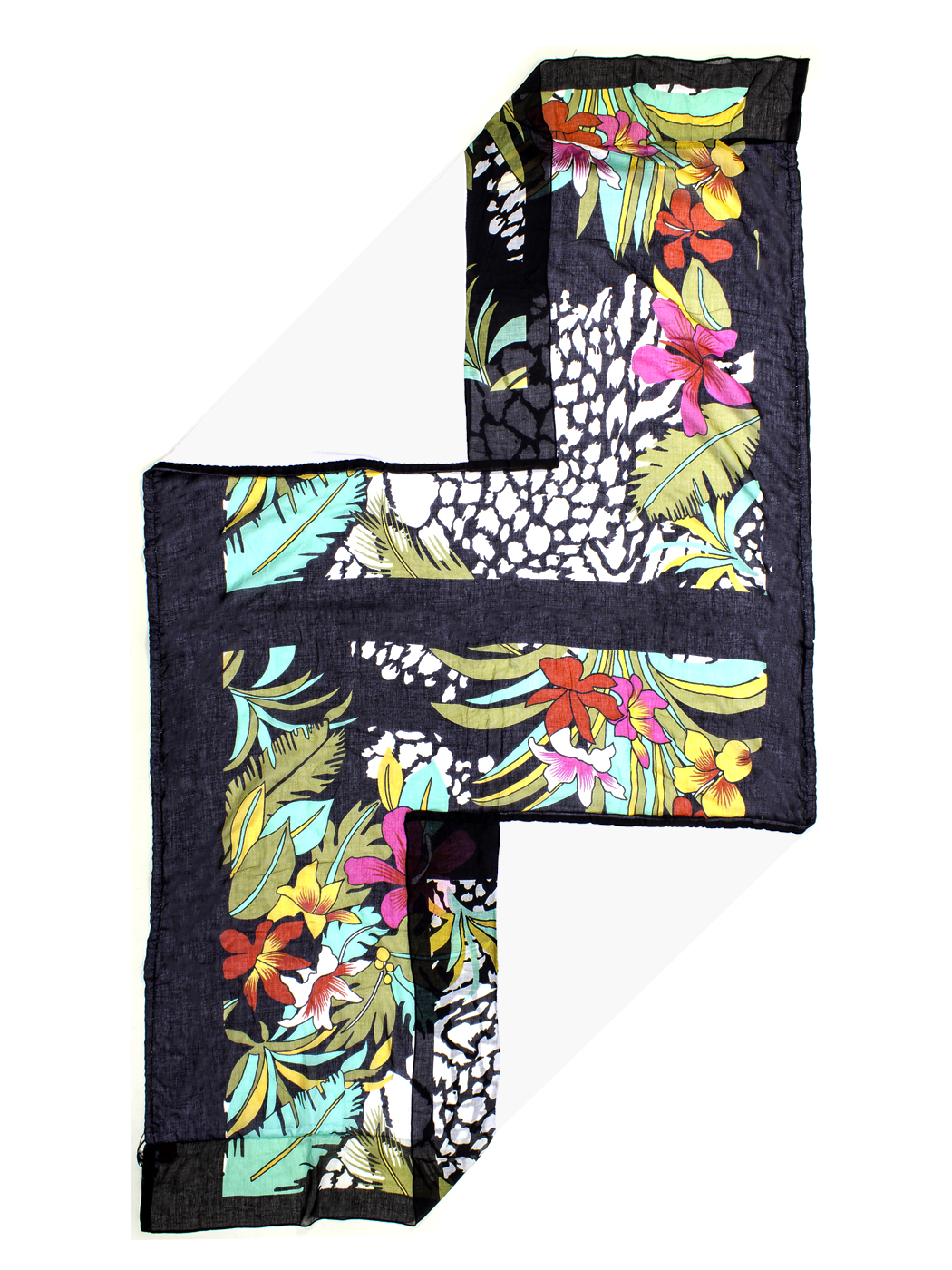BEACH TOWEL FLOWERS AND ANIMALIER,100X180