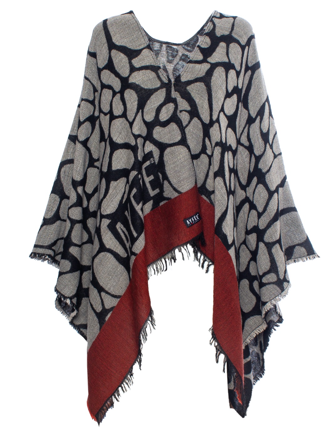 PONCHO JACQUARD GIRAFFA LOGATO 50%PC 38%MD 8%WO 4%WP MADE IN ITALY