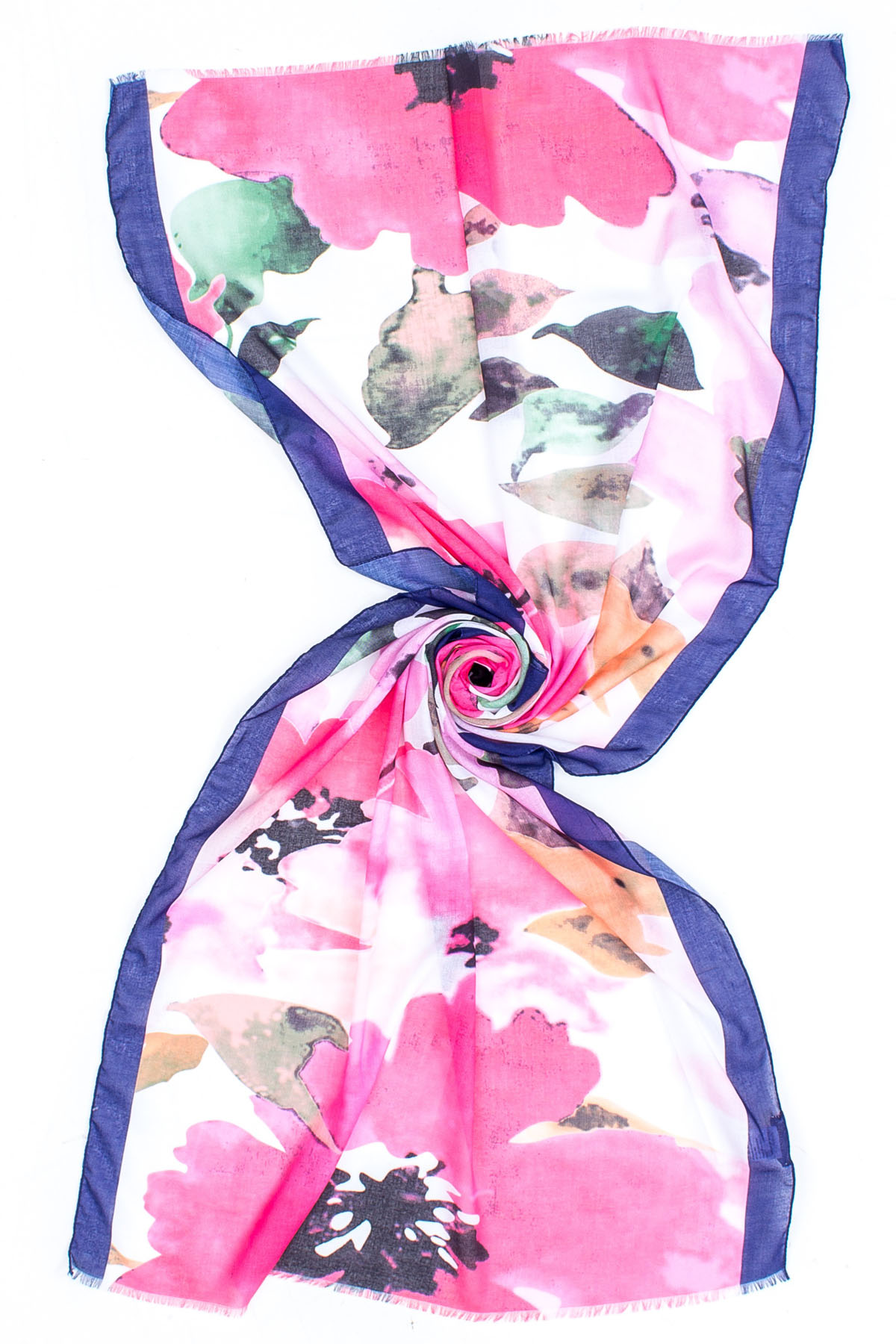 STOLA STAMPA MAXI FIORE CON CORICE ,70X180,100%PL,MADE IN INDIA