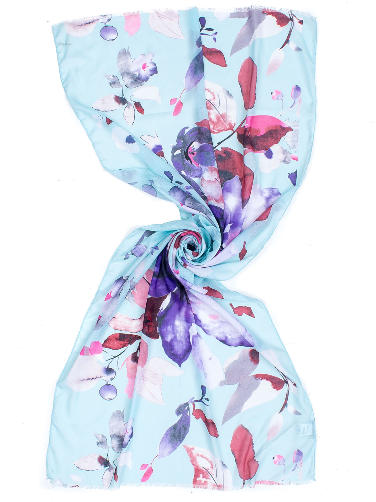 STOLA STAMPA FIORI ACQUERELLO,70X180 CM,100 % PL,MADE IN INDIA