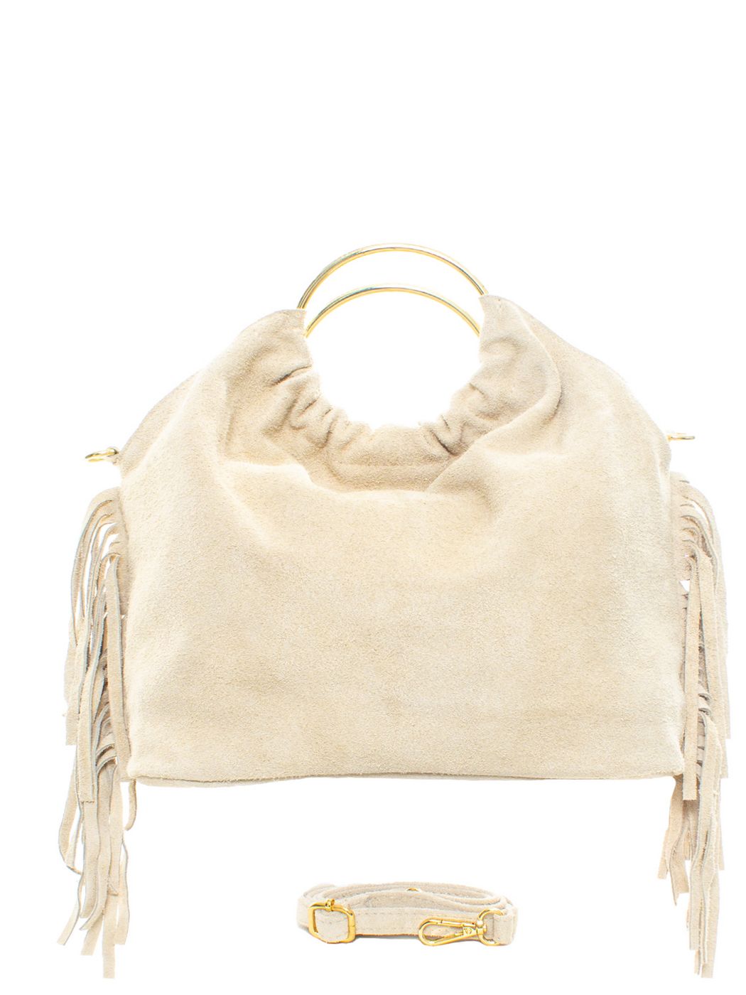 BORSA CAMOSCIO MANICO ORO,100% LEATHER, MADE IN ITALY

