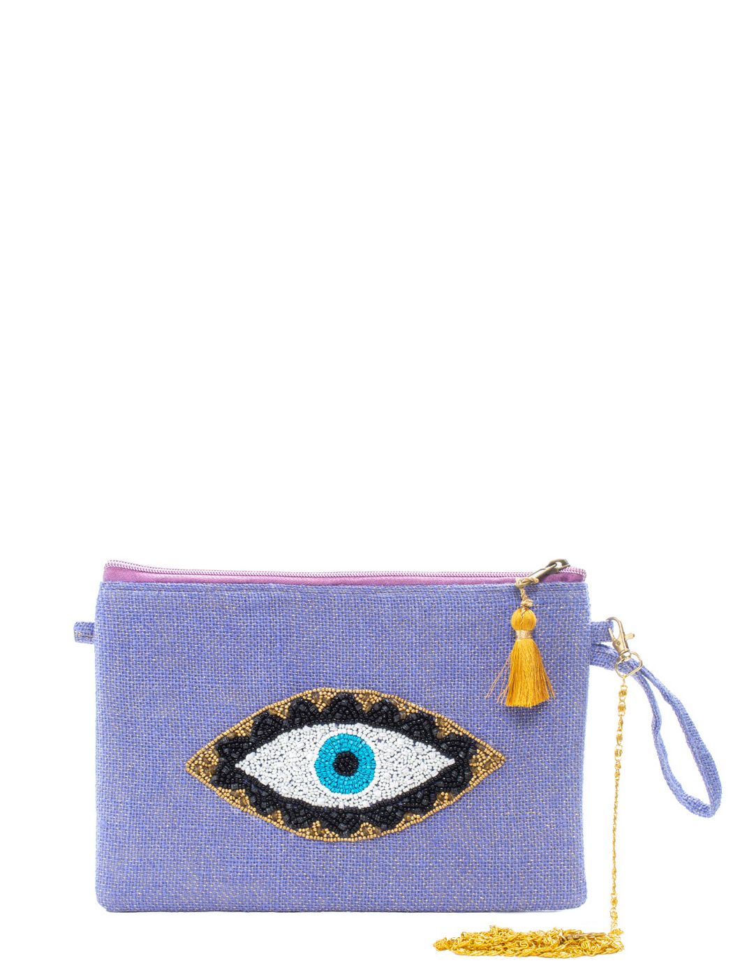 POCHETTE EYES RICAMATA,20X30 CM100% JUTA, MADE IN INDIA


