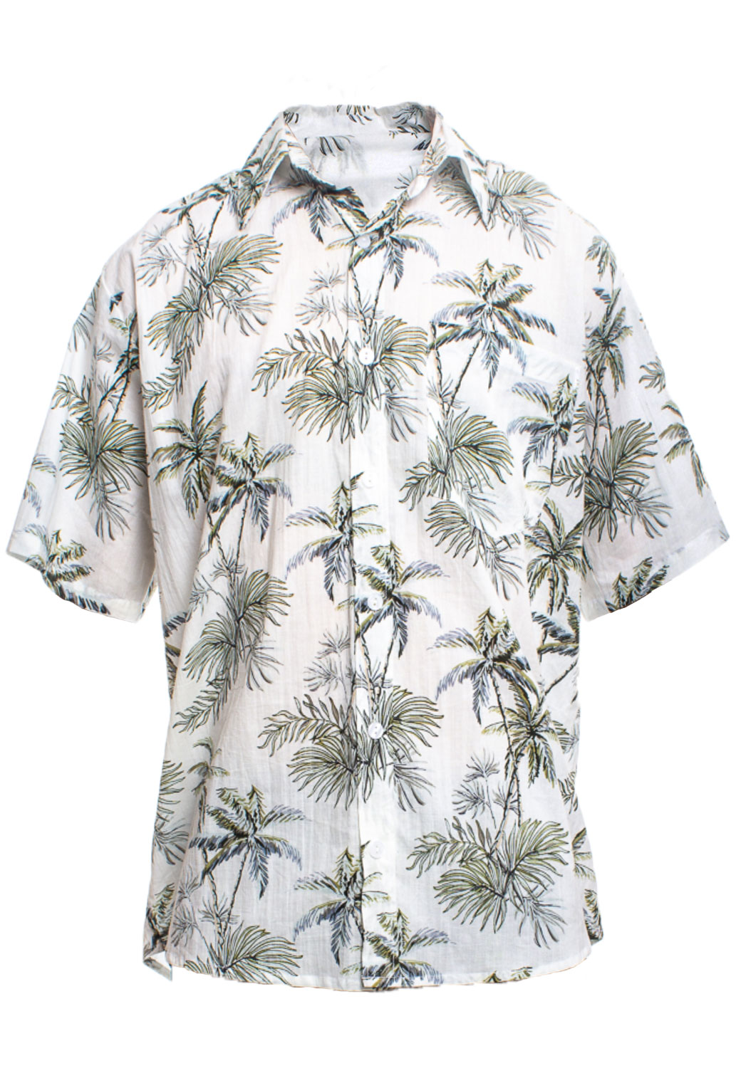 CAMICIA UOMO PALMS PRINT, 4 TG,100% COTONE, MADE IN INDIA