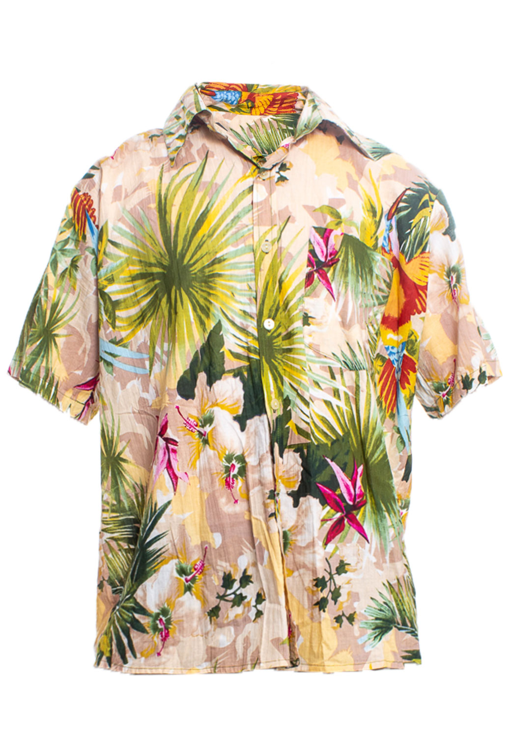 CAMICIA UOMO MULTICOLOR FOREST PRINT, 4 TG.,100% COTONE, MADE IN INDIA