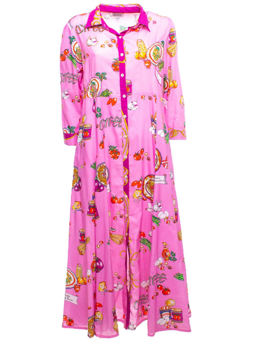ABITO LUNGO BALZE SPAGHETTI PRINT, 100%CO, 4TG M.INDIA